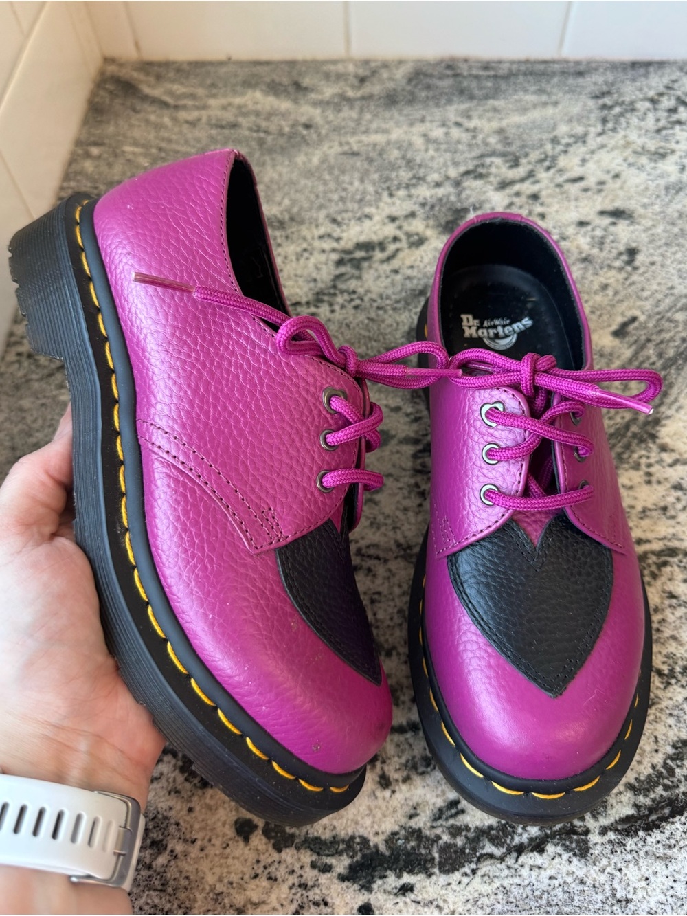 Dr. Martens 1461 Amore Leather Oxfords in the Fuchsia + Black. L 5 (best 5.5)